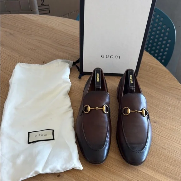 Gucci | Shoes | Gucci Mens Dark Brown Leather Slipon Loafers  display picture 2
